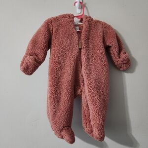 Carters Soft Pink Sherpa Footie Winter Suit Baby 3 Months